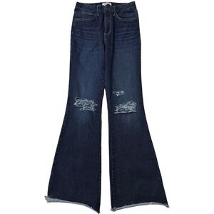 {Wrangler} "Bespoke Flare" Blue High Rise Distressed Bootcut Flare Jeans